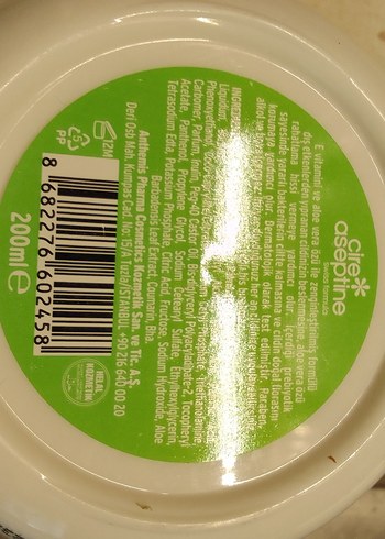 Beden Renk Cire Aseptine Aloe Vera el yüz kremi