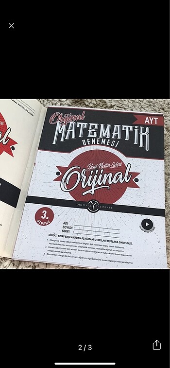  Orijinal ayt matematik deneme