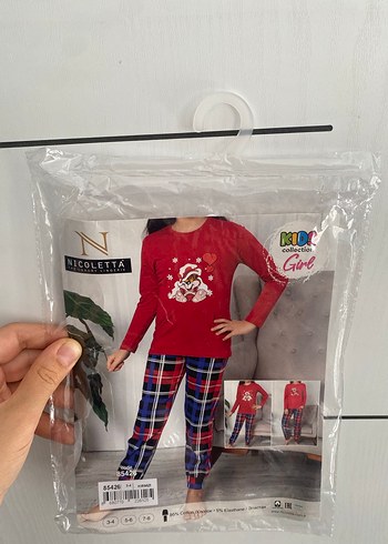Çocuk Kırmızı Uzun Kollu Baskılı pijama takımı - Görsel 5
