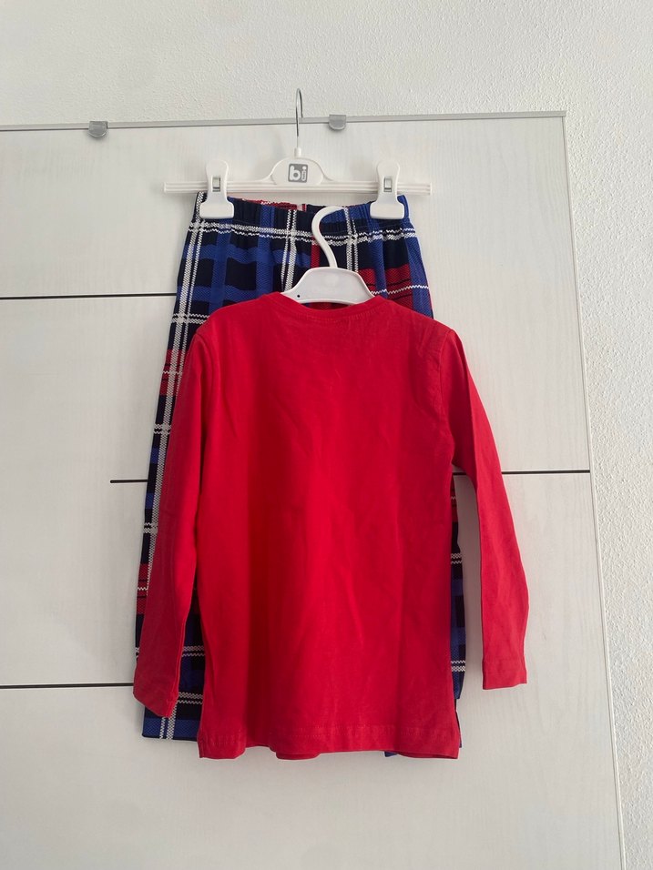 Çocuk Kırmızı Uzun Kollu Baskılı pijama takımı - Görsel 2