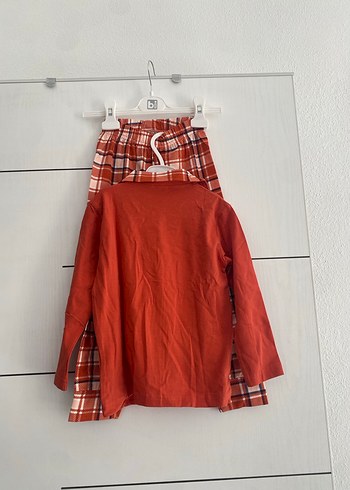 Kırmızı Ekoseli Çocuk Pijama Takımı - Görsel 3