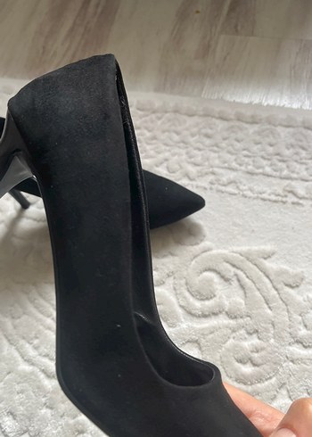 Siyah Süet Stiletto Ayakkabı - Görsel 3