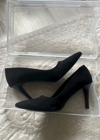 Siyah Süet Stiletto Ayakkabı - Görsel 7