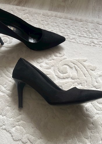 Siyah Süet Stiletto Ayakkabı - Görsel 4