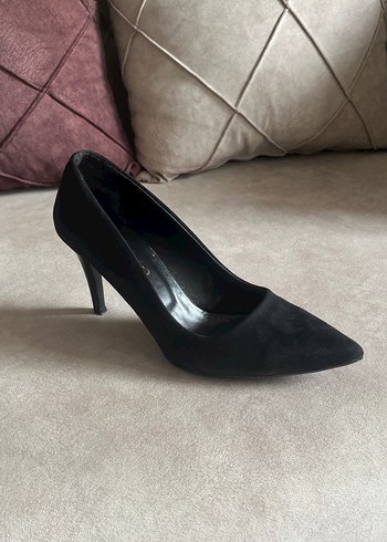 Siyah Süet Stiletto Ayakkabı - Görsel 6