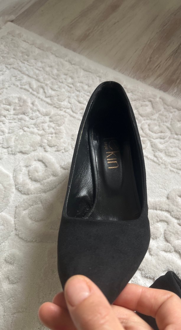 Siyah Süet Stiletto Ayakkabı - Görsel 5