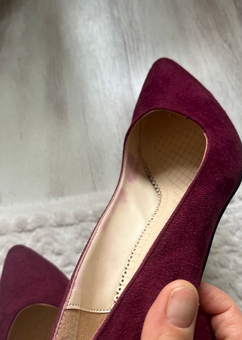 Bordo Süet topuklu ayakkabı - Görsel 7