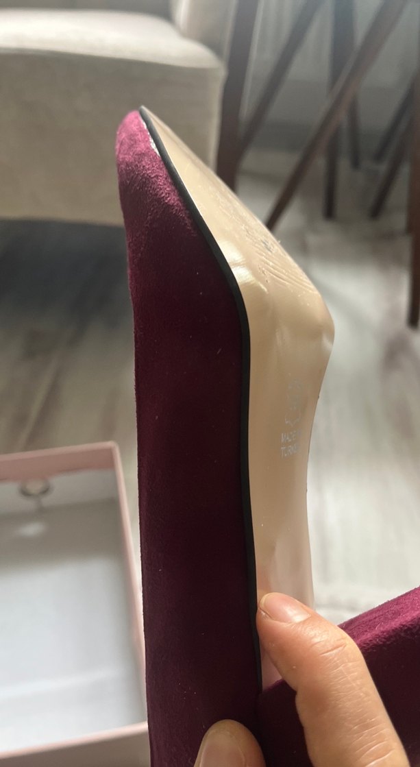 Bordo Süet topuklu ayakkabı - Görsel 5