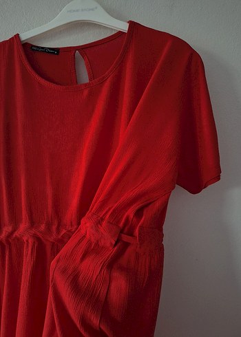 Belden bağlamalı mini elbise - Görsel 5