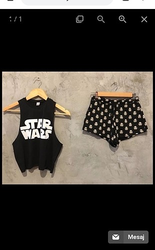 Star Wars S beden şortlu pijama takımı 