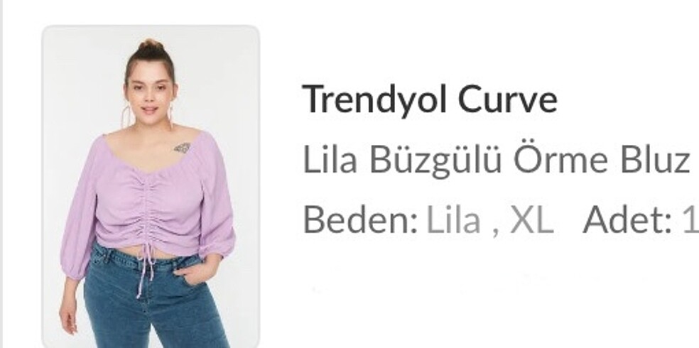Trendyol & Milla Trendyol curve Lila büzgülü xl bluz