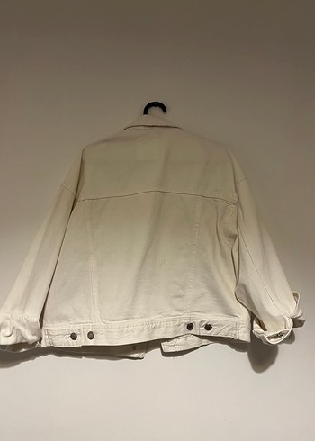 Beyaz Düğmeli Kadın Kot Ceket - Görsel 2