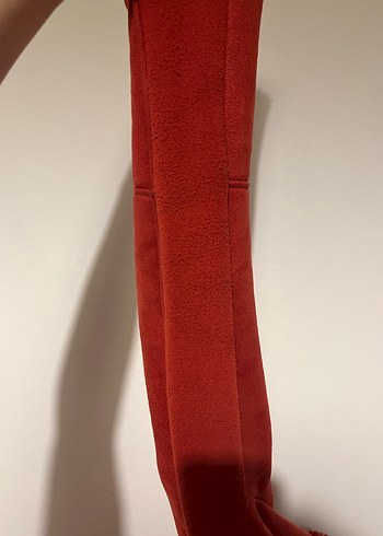 Kırmızı Süet Kürklü Kadın Ceket - Görsel 4