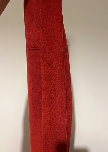 Kırmızı Süet Kürklü Kadın Ceket - Görsel 5