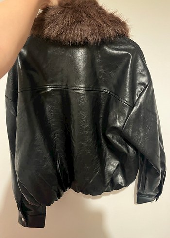 Kahverengi Kürklü Deri Kadın Ceket - Görsel 2