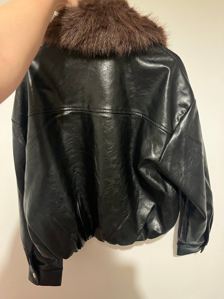 Kahverengi Kürklü Deri Kadın Ceket - Görsel 2