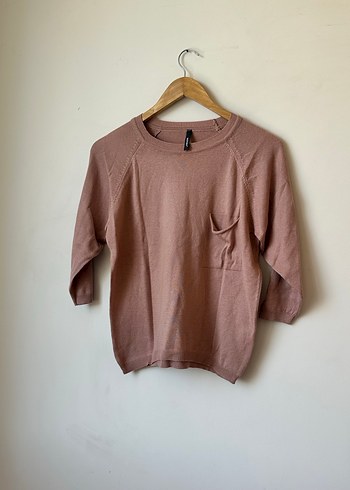 Pudra Renkli Kadın Keten Salaş Sweatshirt