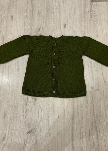 Çocuk Hırka Yeşil Örgü Bohem 4 yaş