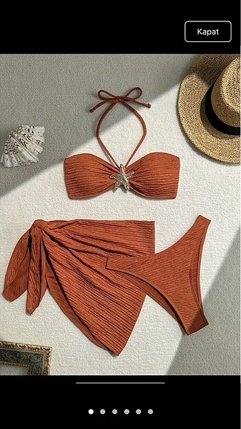 Tarçın Toka detaylı 3lü Bikini Takımı s