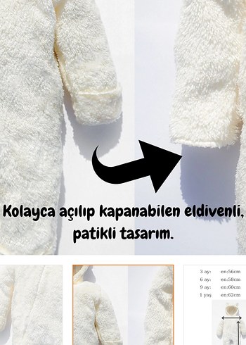 Beyaz Kürklü Bebek Tulumu - Görsel 2