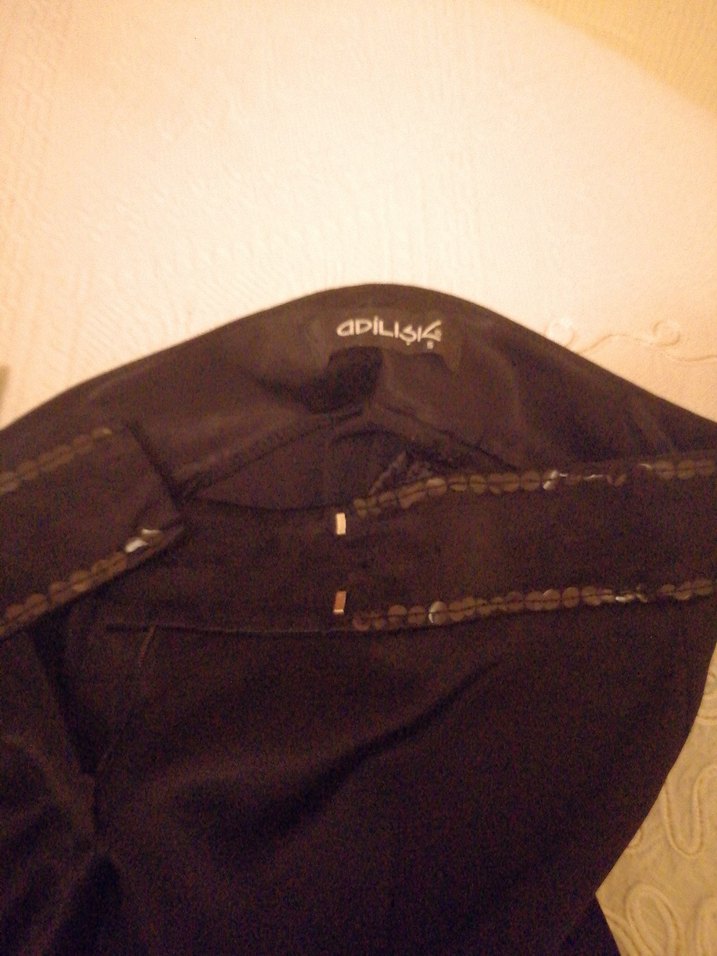 Kadın siyah Midi Kumaş Pantolon - Görsel 2