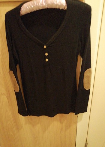 Siyah Süet Düğmeli Kadın Kazak - Görsel 2