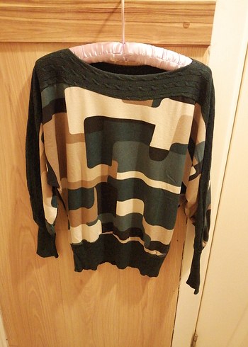 Kadın yeşil Örgü Salaş Kazak - Görsel 2