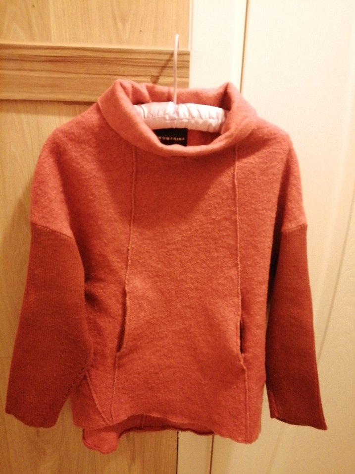 Kadın turuncu Yüksek Yakalı Örgü Kazak - Görsel 2