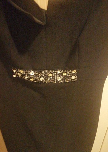 Siyah V Yaka Midi Kadın Elbise - Görsel 3