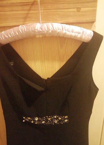 Siyah V Yaka Midi Kadın Elbise - Görsel 2