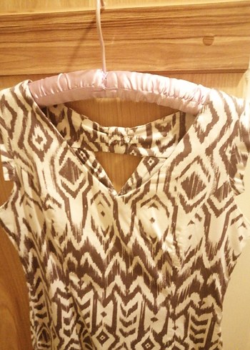 Bohem Midi elbise Kolsuz V Yaka - Görsel 2