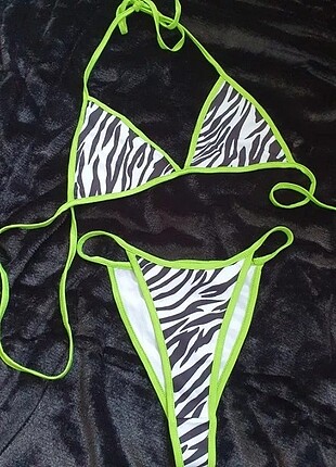 Neon Yeşil Zebra Bikini 