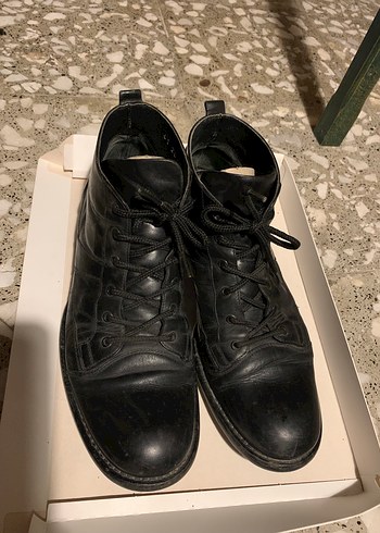 Siyah Deri Erkek Goth Botları