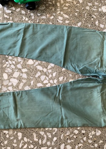 33 Beden Fermuarlı Turkuaz Denim Erkek Pantolon