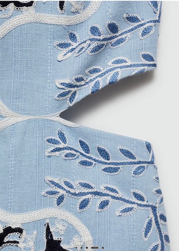 Mavi Desenli Mini Askılı Elbise - Görsel 5