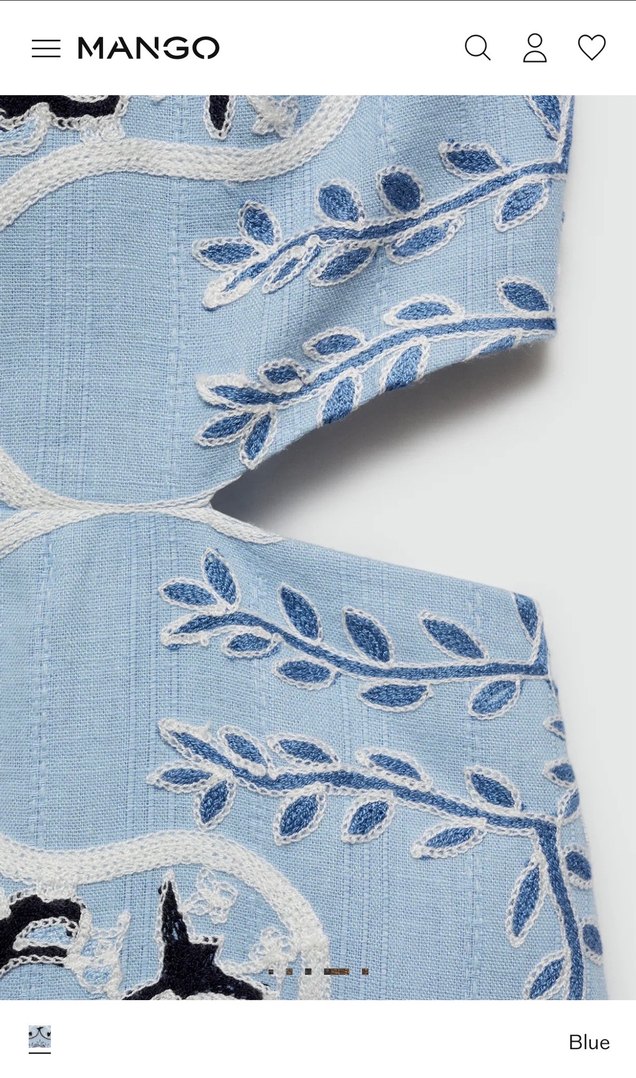 Mavi Desenli Mini Askılı Elbise - Görsel 5