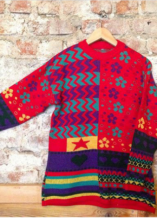 Vintage rengarenk kazak