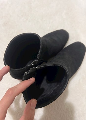 Siyah Süet Kürklü Kadın topuklu Bot - Görsel 6