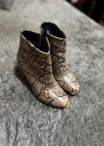 Yılan desenli pudra kahve tonunda bot orijinal gerçek deri - Görsel 2
