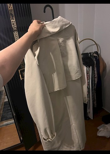 Bej Düğmeli Uzun Trençkot - Görsel 2