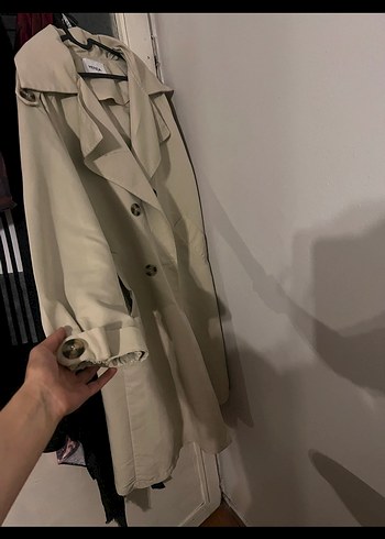 Bej Düğmeli Uzun Trençkot - Görsel 4