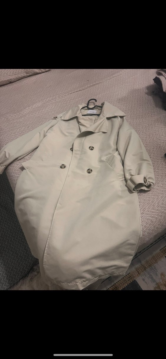 Bej Düğmeli Uzun Trençkot - Görsel 5