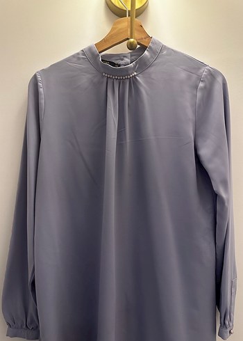 Gri Yüksek Yakalı Kadın Tunik - Görsel 4