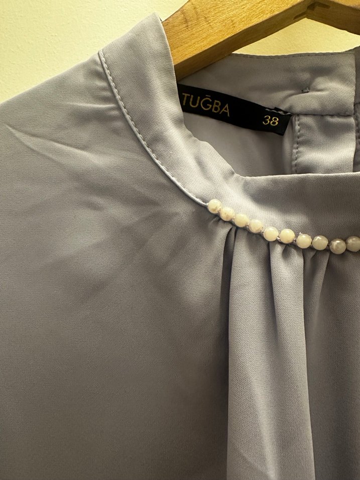 Gri Yüksek Yakalı Kadın Tunik - Görsel 2