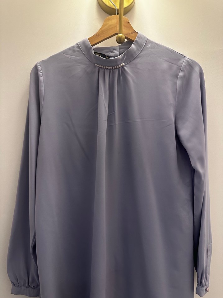 Gri Yüksek Yakalı Kadın Tunik - Görsel 4