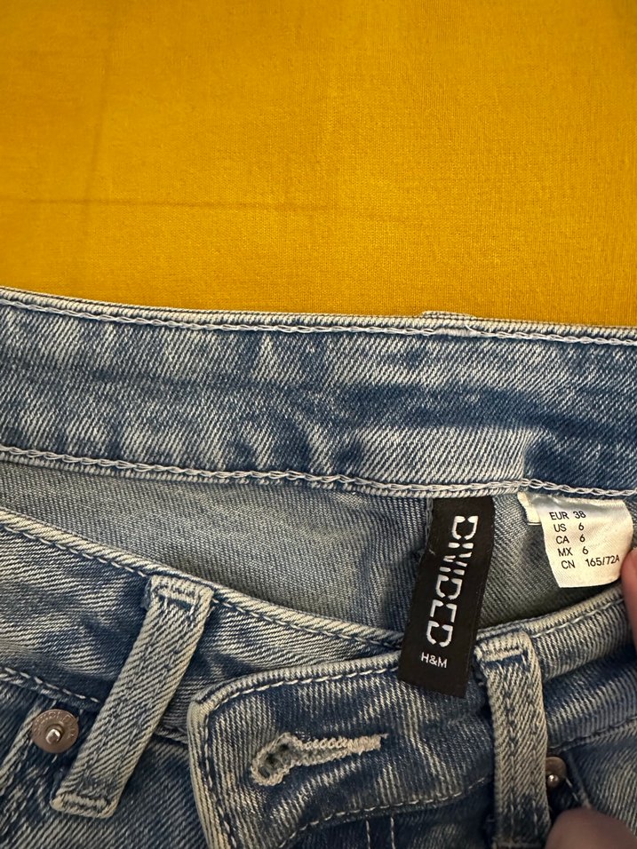 Düğmeli Mavi Kadın Denim Pantolon - Görsel 2