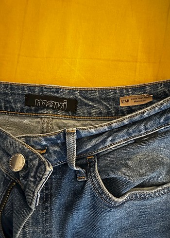 Düğmeli Mavi Kadın Denim Pantolon - Görsel 2