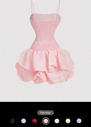 Zara Pembe Mini Fırfırlı Saten Kadın Elbise
