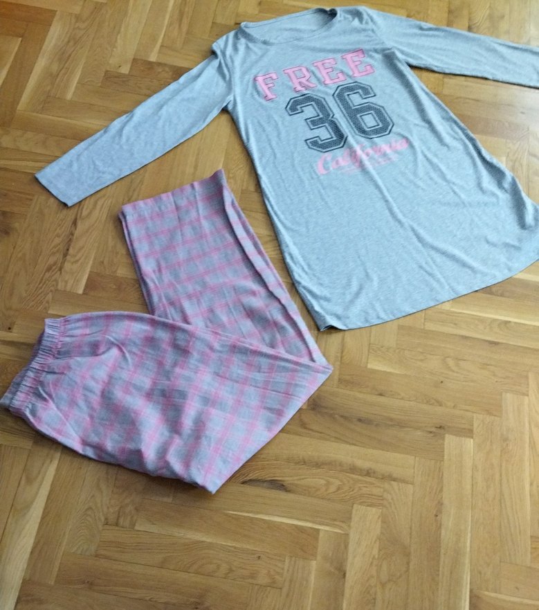 Pembe Baskılı Uzun Kollu Midi Pijama Takımı 36/40 b uygun - Görsel 3