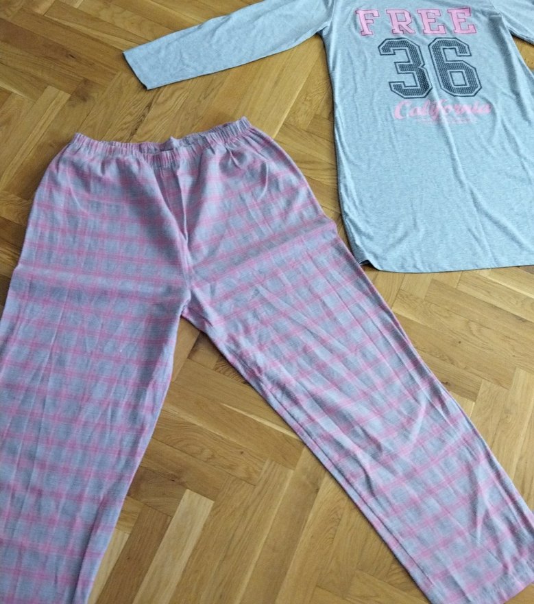 Pembe Baskılı Uzun Kollu Midi Pijama Takımı 36/40 b uygun - Görsel 2